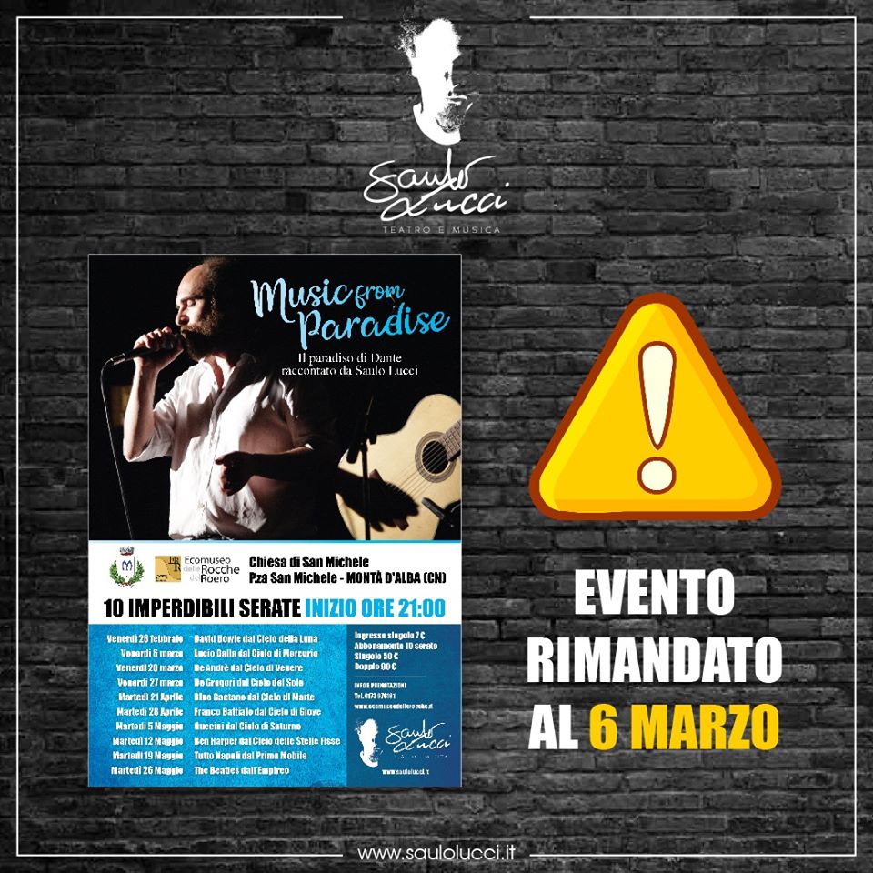 Ordinanza Regionale Covid-2019: Evento Rimandato