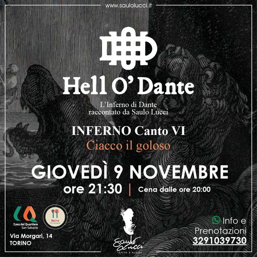 Inferno Canto VI – Giovedì 9 Novembre